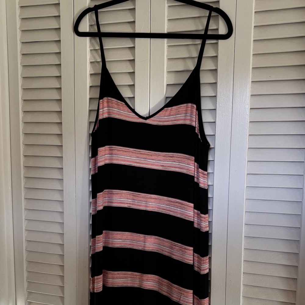 Striped Black and Pink Sleeveless Dress